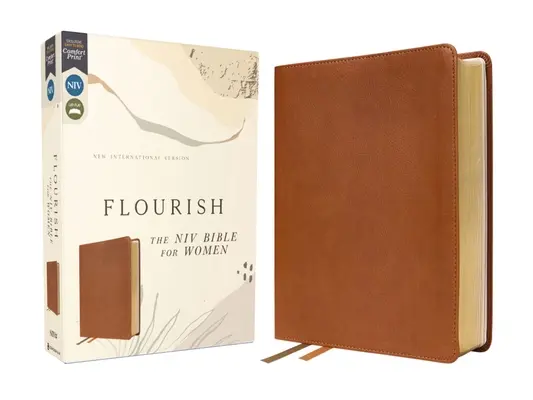 Flourish: Biblia NIV pre ženy, kožená, hnedá, pohodlná tlač - Flourish: The NIV Bible for Women, Leathersoft, Brown, Comfort Print