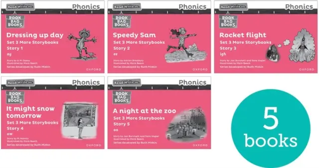 Čítajte píšte Inc. Phonics: Ružová sada 3 ďalšie čiernobiele príbehové knihy (balenie 5 ks) - Read Write Inc. Phonics: Pink Set 3 More Black & White Storybooks (Pack of 5)