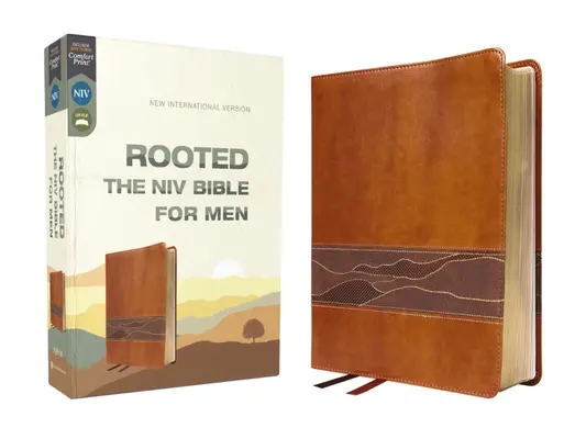 Zakorenené: Biblia NIV pre mužov, kožená, hnedá, pohodlná tlač - Rooted: The NIV Bible for Men, Leathersoft, Brown, Comfort Print