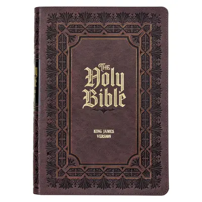 Študijná Biblia KJV, veľká tlač Svätá Biblia verzie kráľa Jakuba, záložky na palec, stužky, umelá koža tmavohnedý reliéf - KJV Study Bible, Large Print King James Version Holy Bible, Thumb Tabs, Ribbons, Faux Leather Dark Brown Debossed
