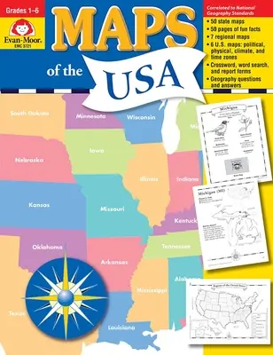 Mapy USA, 1. - 6. ročník Učiteľský zdroj - Maps of the Usa, Grade 1 - 6 Teacher Resource