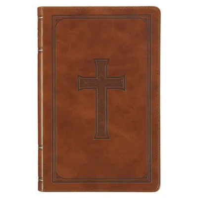 Svätá Biblia KJV, štandardná veľkosť, vydanie z umelej kože s červenými písmenami, index na palec, značka na stuhu, verzia Kráľa Jakuba, medovo hnedý emblém kríža - KJV Holy Bible, Standard Size Faux Leather Red Letter Edition Thumb Index, Ribbon Marker, King James Version, Honey Brown Cross Emblem