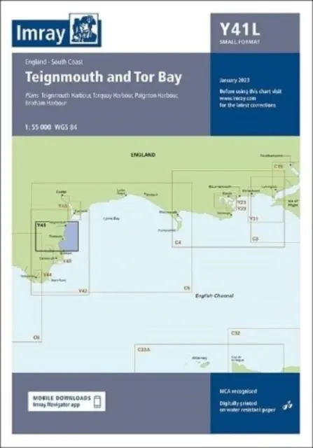 Imray Chart Y41 - Laminovaná mapa Teignmouth a Tor Bay - Imray Chart Y41 - Laminated Teignmouth and Tor Bay
