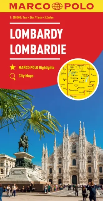 Lombardia Marco Polo mapa (severotalianske jazerá) - Lombardy Marco Polo Map (North Italian Lakes)