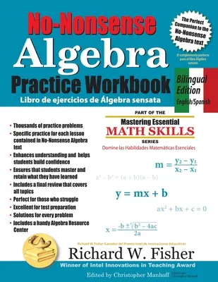 Cvičebnica na precvičovanie algebry, dvojjazyčné vydanie: . - No-Nonsense Algebra Practice Workbook, Bilingual Edition: English-Spanish