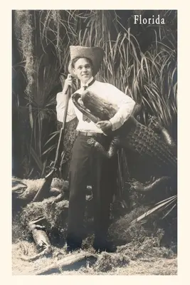 Vintage Journal Fotografia muža s aligátorom, Florida - Vintage Journal Photo of Man with Gator, Florida