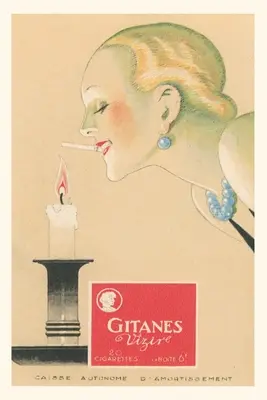 Vintage Journal Žena zapaľuje gitanu zo sviečky - Vintage Journal Woman Lighting Gitane from Candle