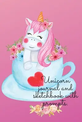 Denník a skicár s jednorožcom s podnetmi. - Unicorn journal and sketchbook with prompts.