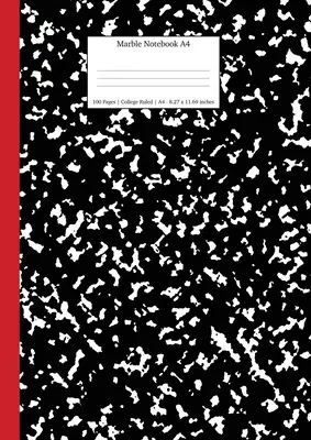 Mramorový zošit A4: Vysokoškolský denník s čiernym a červeným chrbtom - Marble Notebook A4: Black and Red Spine College Ruled Journal