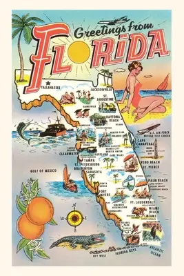 Vintage Journal Pozdravy z Floridy, mapa - Vintage Journal Greetings from Florida, Map