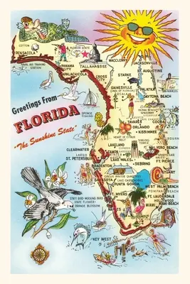 Vintage Journal Mapa zaujímavostí Floridy - Vintage Journal Map of Florida Attractions