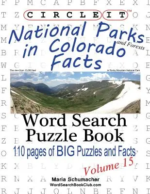 Zakrúžkujte, Národné parky a lesy v Colorade Fakty, Hľadanie slov, Puzzle Book - Circle It, National Parks and Forests in Colorado Facts, Word Search, Puzzle Book