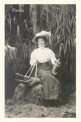 Vintage Journal Žena s aligátorom na vodítku - Vintage Journal Woman with Gator on a Leash