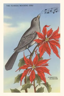 Vintage Journal Florida, drozdy, poinsettie - Vintage Journal Florida Mockingbird, Poinsettias