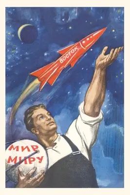 Vintage Journal Sovietsky robotník s raketou - Vintage Journal Soviet Worker with Rocket