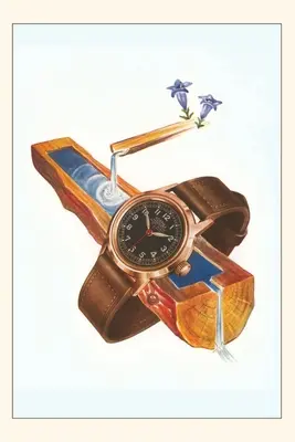 Vintage Journal Náramkové hodinky na drevenom žľabe - Vintage Journal Wristwatch on Wooden Trough