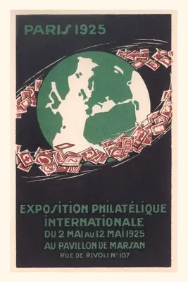 Vintage Journal Plagát z výstavy poštových známok v Paríži - Vintage Journal Paris Stamp Expo Poster