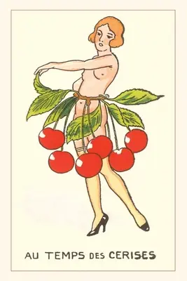 Vintage Journal Čerešňová sezóna, akt s pásom čerešní - Vintage Journal Cherry Season, Nude with Belt of Cherries