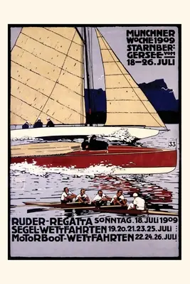 Vintage Journal Mníchovská veslárska regata Plagát, Nemecko - Vintage Journal Munich Rowing Regatta Poster, Germany