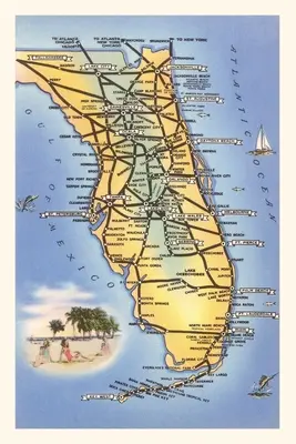 Vintage Journal Mapa Floridy - Vintage Journal Map of Florida
