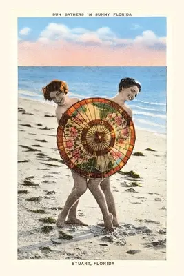 Vintage Journal Ženy so slnečníkom na pláži, Stuart, Florida - Vintage Journal Women with Parasol on Beach, Stuart, Florida