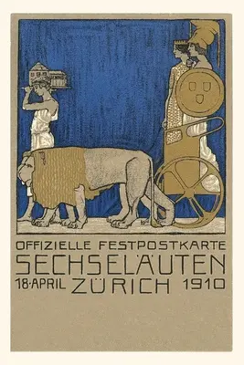 Vintage Journal Zürišské oslavy, levy a voz, Švajčiarsko - Vintage Journal Zurich Commemoration, Lions and Chariot, Switzerland