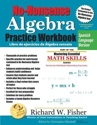 No-Nonsense Algebra Practice Workbook, španielska jazyková verzia - No-Nonsense Algebra Practice Workbook, Spanish Language Version