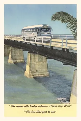 Vintage Journal Autobus na moste do Key West, Florida - Vintage Journal Bus on Bridge to Key West, Florida