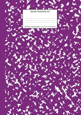 Mramorový zápisník A4: Fialový mramorový denník s riadkami - Marble Notebook A4: Purple Marble College Ruled Journal