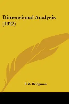 Rozmerová analýza (1922) - Dimensional Analysis (1922)