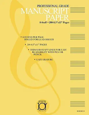 House of Joy Music Deluxe Profesionálny rukopisný papier na 8 listov - House of Joy Music Deluxe Professional 8-Staff Manuscript Paper