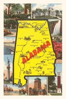 Vintage Journal Mapa Alabamy a scenérie - Vintage Journal Alabama Map and Scenes