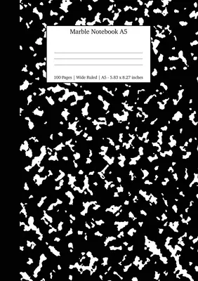 Mramorový zápisník A5: Čierny mramorový denník so širokými pravidlami - Marble Notebook A5: Black Marble Wide Rule Journal