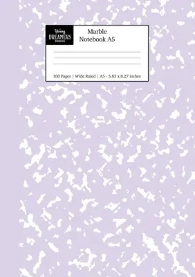 Mramorový zošit A5: fialový mramorový denník so širokými riadkami - Marble Notebook A5: Lilac Purple Marble Wide Ruled Journal