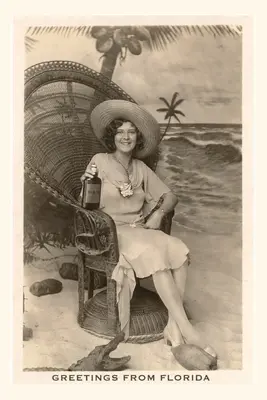 Vintage Journal Pozdravy z Floridy, žena v kresle s aligátorom - Vintage Journal Greetings from Florida, Woman in Chair with Gator