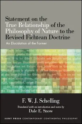 Vyhlásenie o skutočnom vzťahu filozofie prírody k revidovanej Fichteho doktríne: objasnenie prvej z nich - Statement on the True Relationship of the Philosophy of Nature to the Revised Fichtean Doctrine: An Elucidation of the Former