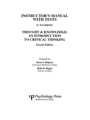 Myšlienky a vedomosti: Úvod do kritického myslenia - Thought and Knowledge: An Introduction to Critical Thinking