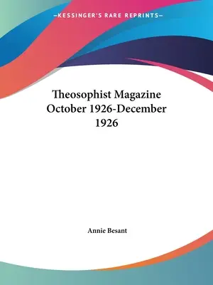 Časopis Theosophist október 1926 - december 1926 - Theosophist Magazine October 1926-December 1926