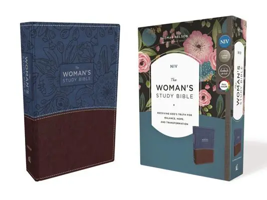 NIV, Študijná Biblia pre ženy, imitácia kože, modrá/hnedá, plnofarebná: Prijímanie Božej pravdy pre rovnováhu, nádej a premenu - NIV, the Woman's Study Bible, Imitation Leather, Blue/Brown, Full-Color: Receiving God's Truth for Balance, Hope, and Transformation