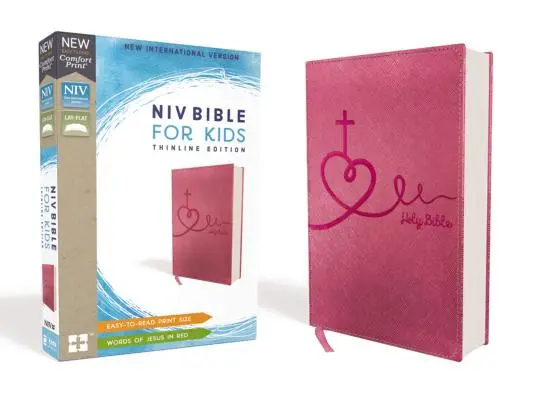 Niv, Biblia pre deti, kožená, ružová, červené písmená, pohodlná tlač: Vydanie v tenkej väzbe - Niv, Bible for Kids, Leathersoft, Pink, Red Letter, Comfort Print: Thinline Edition