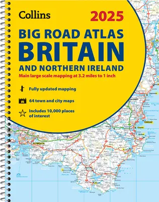 2025 Collins Big Road Atlas Británia a Severné Írsko: Špirála A3 - 2025 Collins Big Road Atlas Britain and Northern Ireland: A3 Spiral