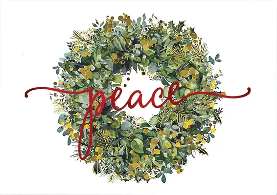 Veniec pokoja Luxusné prázdninové pohľadnice v krabičke - Wreath of Peace Deluxe Boxed Holiday Cards