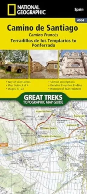 Mapa Camino de Santiago 3 zo 4 [Terradillos de Los Templarios do Ponferrady] Mapa - Camino de Santiago 3 of 4 Map [Terradillos de Los Templarios to Ponferrada] Map