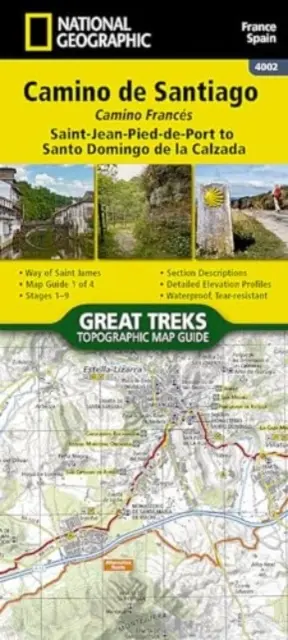 Mapa Camino de Santiago 1 zo 4 [zo Saint-Jean-Pied-De-Port do Santo Domingo de la Calzada] - Camino de Santiago 1 of 4 Map [Saint-Jean-Pied-De-Port to Santo Domingo de la Calzada]