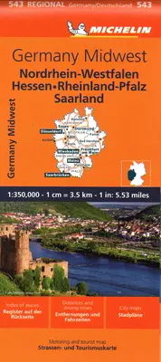 Mapa stredozápadného Nemecka 543 - Germany Midwest Map 543